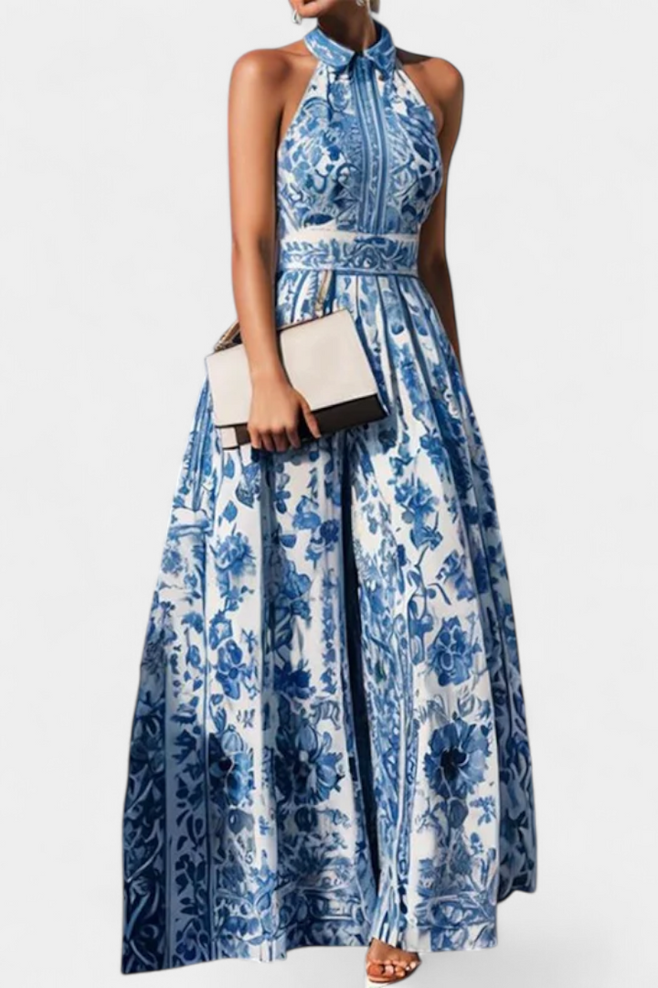 Shante Vestito A-Line Stampato Floreale con Collo a Revers