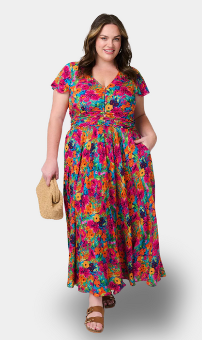 Anais Vestito Lungo Floreale in Rosa