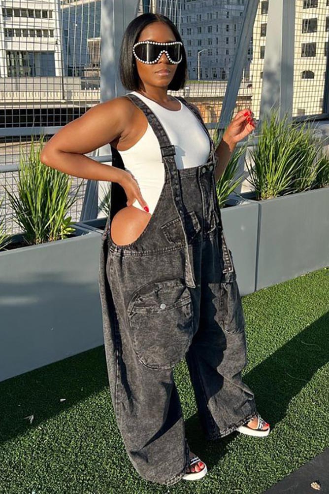 Sofia™ | Pantaloni cargo in denim a vita alta