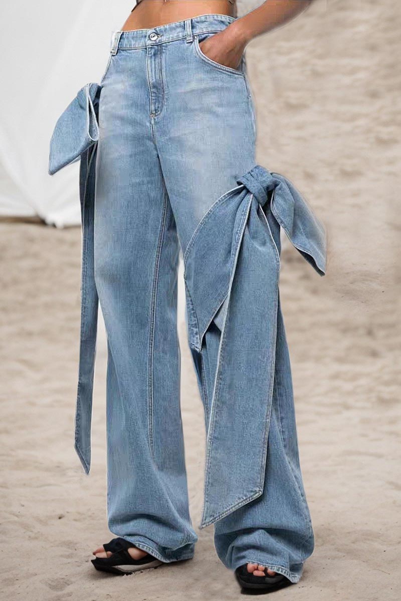 Sofia™ | Pantaloni cargo in denim a vita alta