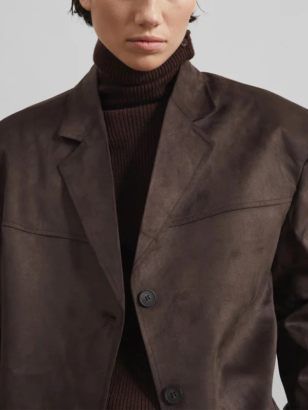 Sofia | Blazer Marrone in Suede Oversize
