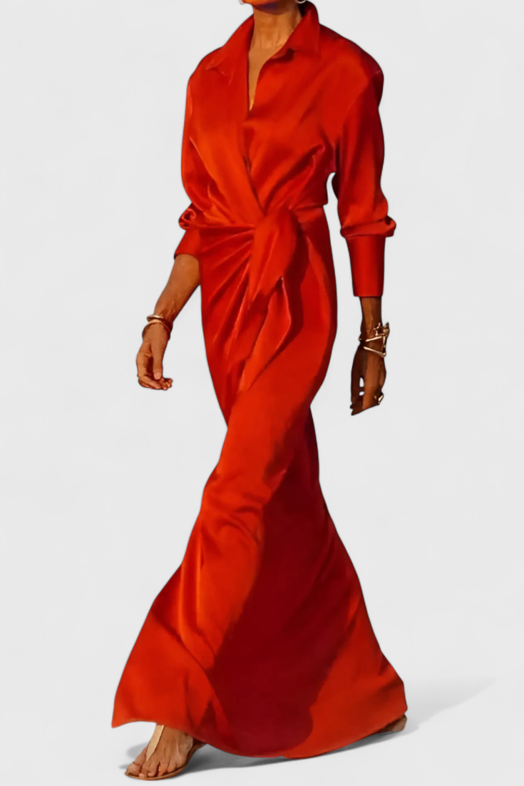 Vestito lungo da festa Marbella con fiocco