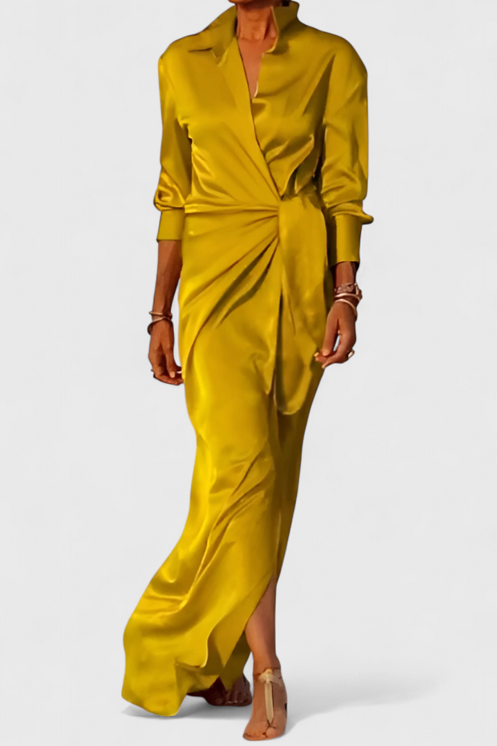 Vestito lungo da festa Marbella con fiocco