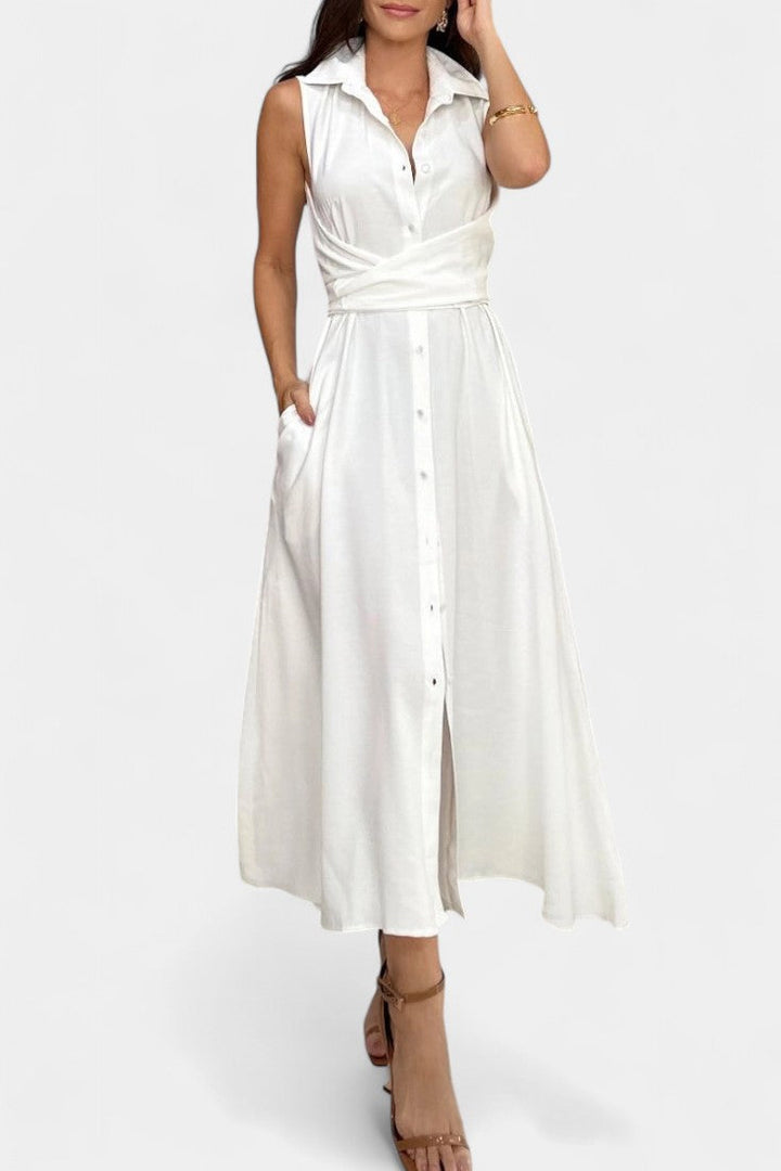 Meryl Vestito Midi Stile Camicia con Bottoni