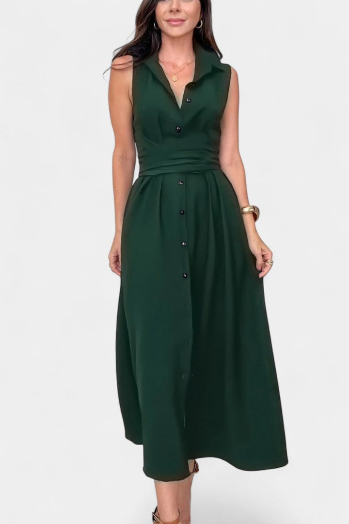 Meryl Vestito Midi Stile Camicia con Bottoni