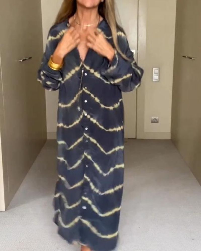 BOMEA - Abito a maniche lunghe a righe Boho