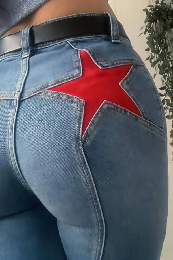 Sofia™ | Pantaloni cargo in denim a vita alta