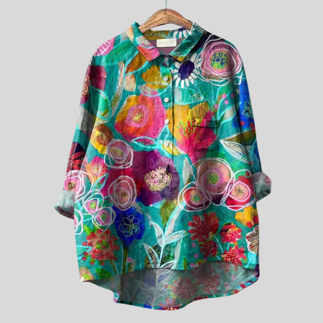 Luiza - Camicia Floreale Realizzata a Mano