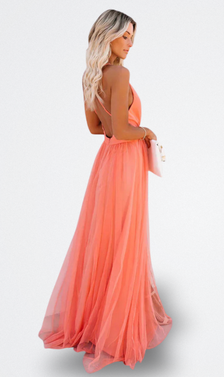 Lidia Vestito Lungo Elegante con Schiena Scoperta