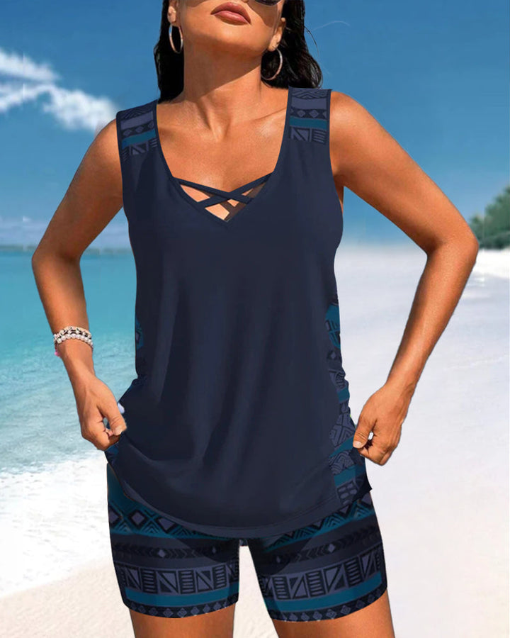 Alice™ | Tankini con Design Geometrico e Scollatura a V