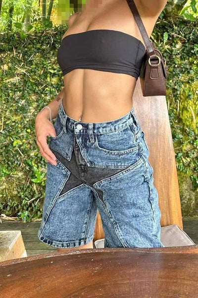 Sofia™ | Pantaloni cargo in denim a vita alta