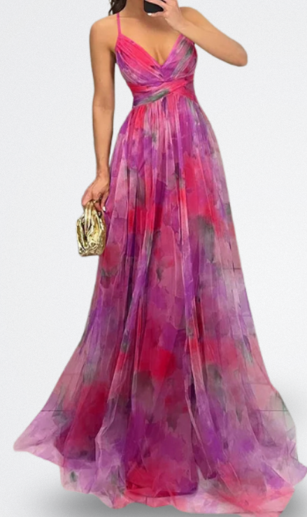 Giselle Vestito Lungo Incantevole con Stampa Floreale