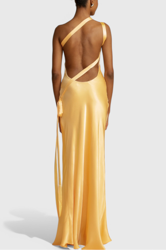 Lucra Vestito Maxi con Spalline Diagonali e Schiena Scoperta
