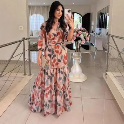 CLAUDIA | Abito Lungo Floreale con Vestibilità Comoda per Giornate Eleganti