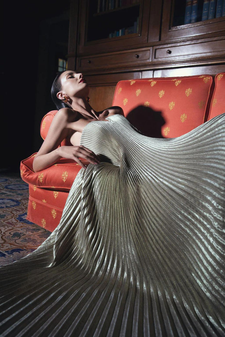 Vestito Andreia Senza Maniche a Taglio A con Pieghe