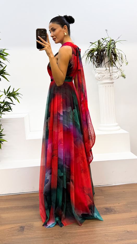 Caprice – Abito Maxi in Chiffon con Collo Halter