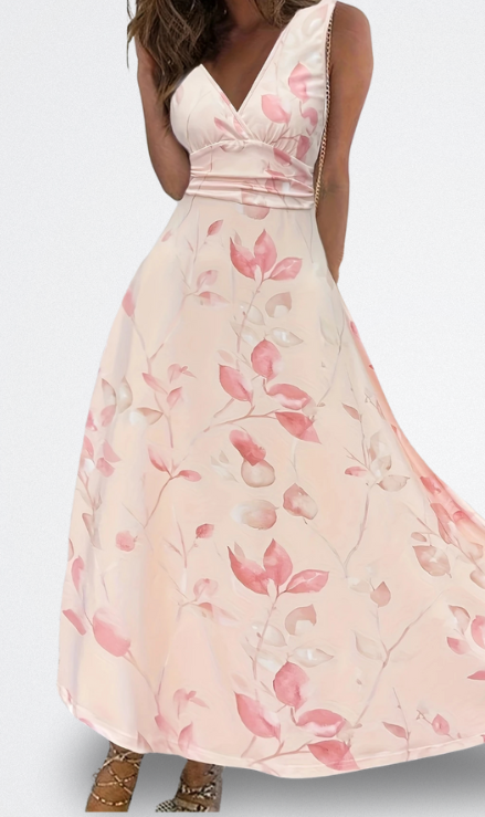 Vestito Lungo Elegante Sorelle con Fiori