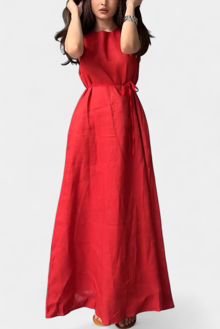 Vestito Rosetta Morbido in Cotone e Lino Senza Maniche