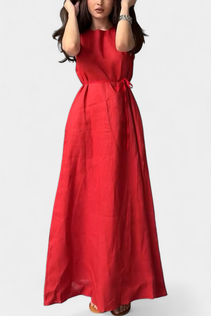 Vestito Rosetta Morbido in Cotone e Lino Senza Maniche