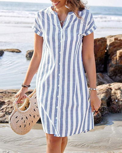 Martine™ | Elegante abito camicia a righe