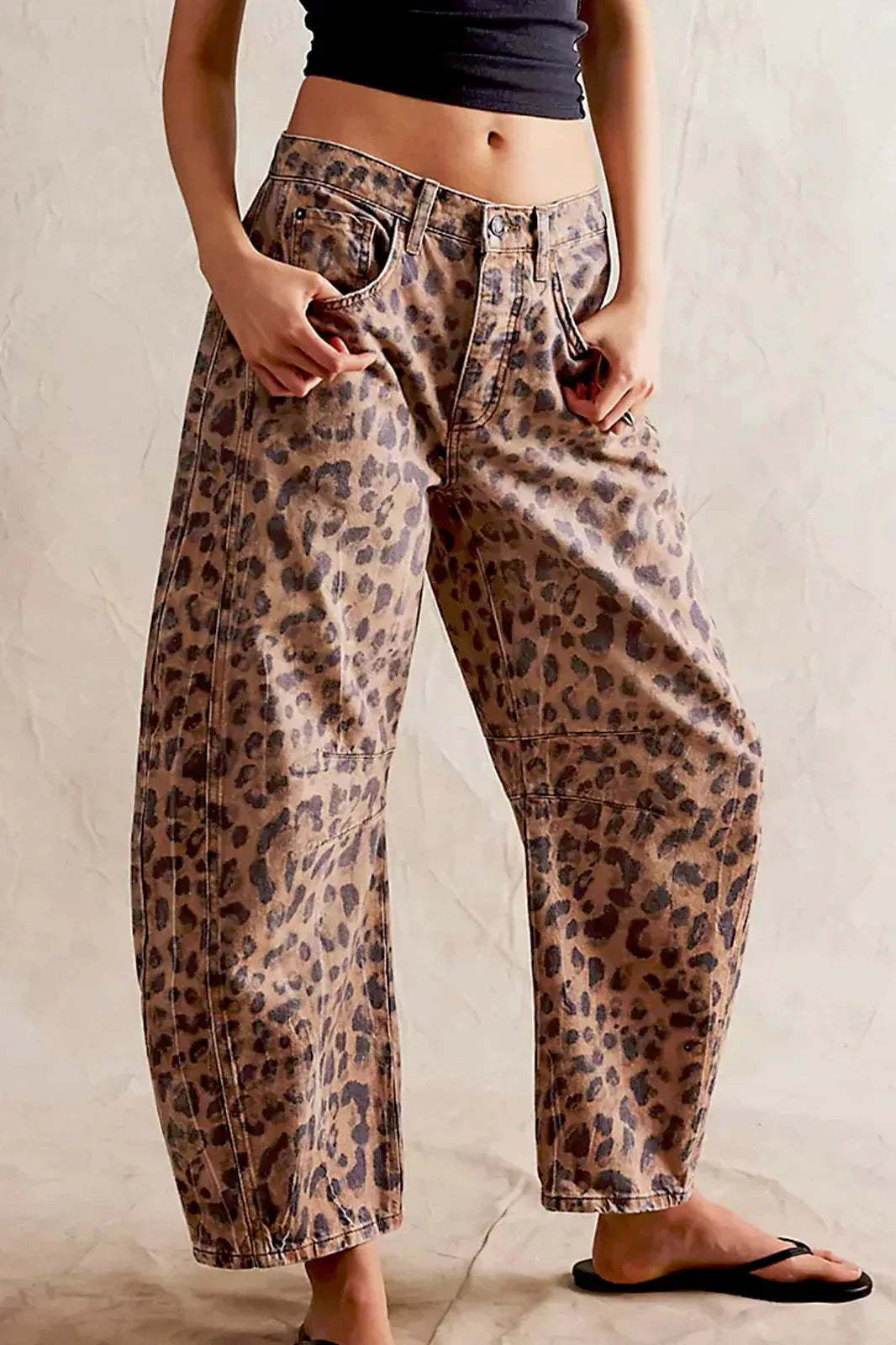 Sofia™ | Jeans Barrel con Stampa Leopardo