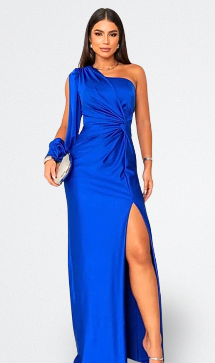 Vale | Vestito satinato a una manica