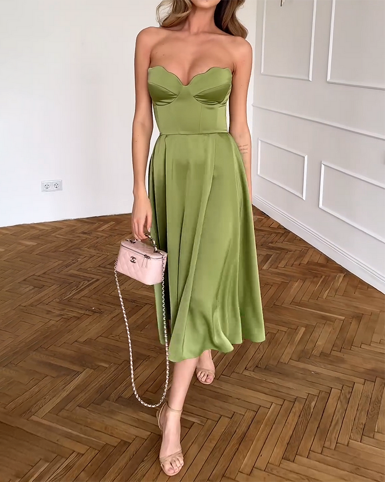 Bianca - Abito Midi Senza Spalline Chic