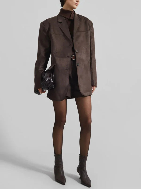 Sofia | Blazer Marrone in Suede Oversize