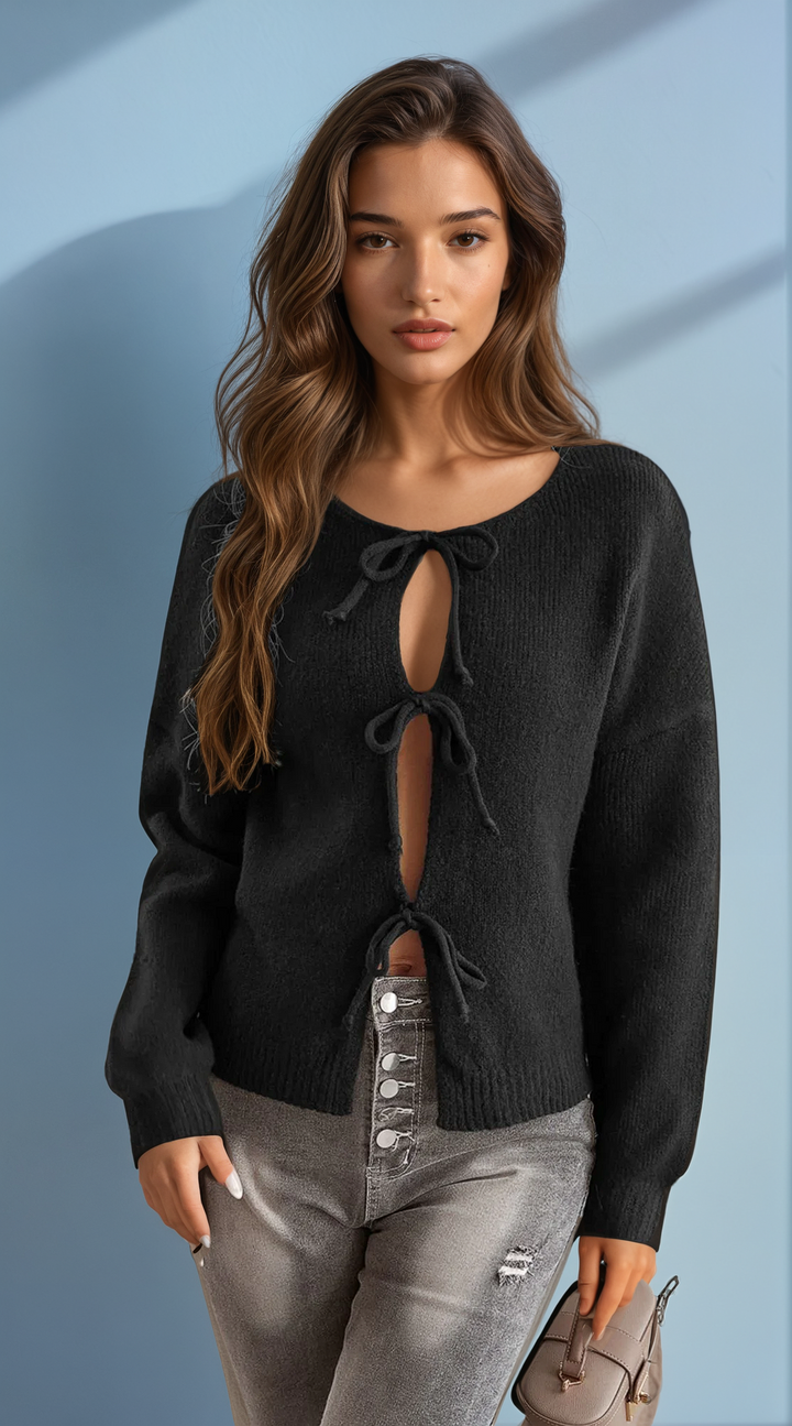 Sofia™ | Cardigan girocollo annodato Allegra-Vita