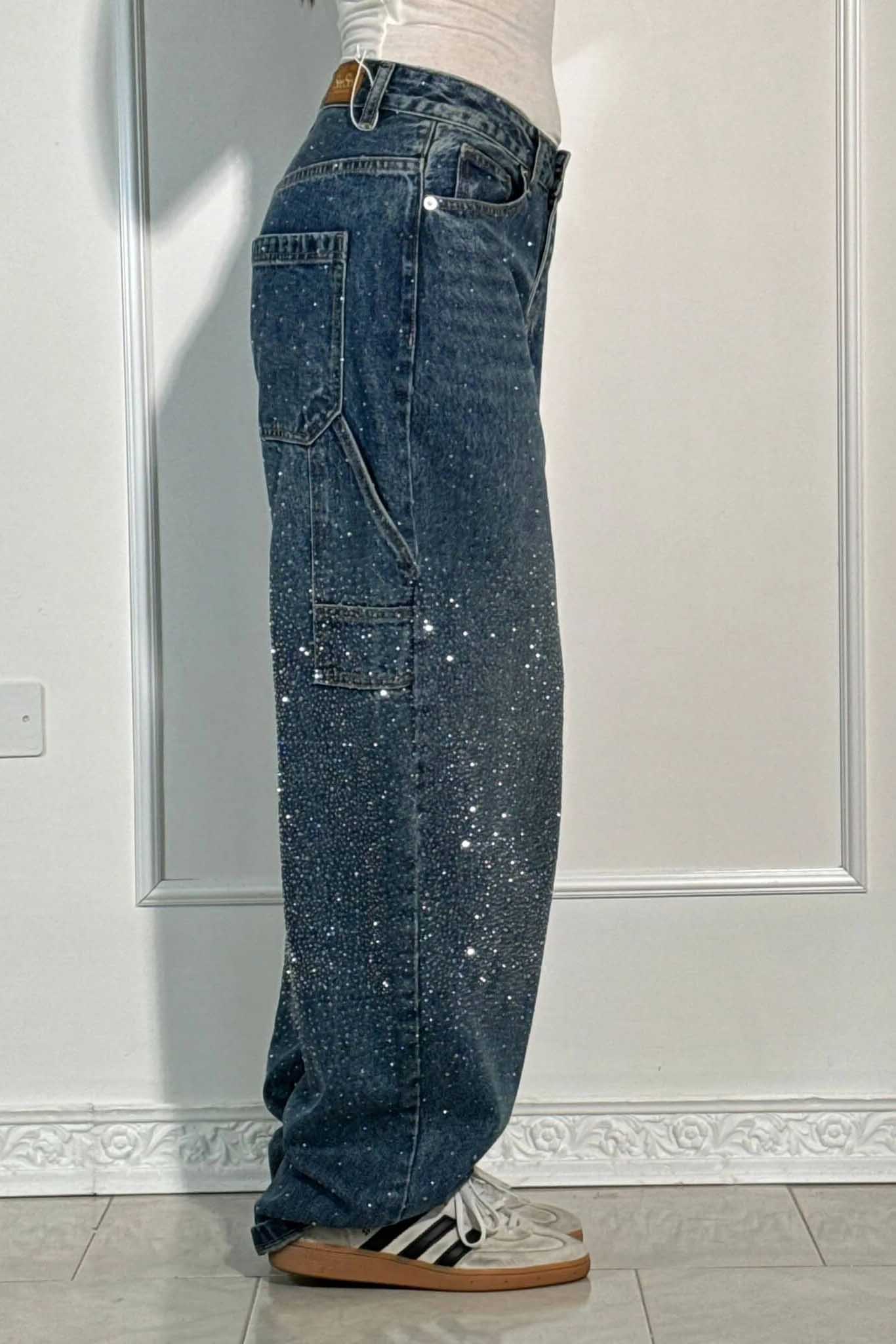 Sofia™ | Pantaloni cargo in denim con vita alta