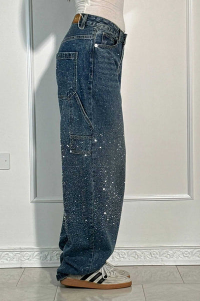 Sofia™ | Pantaloni cargo in denim con vita alta