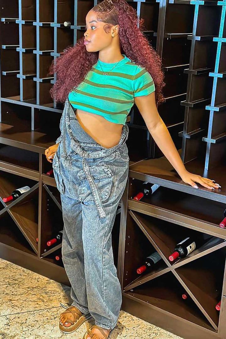 Sofia™ | Pantaloni cargo in denim a vita alta