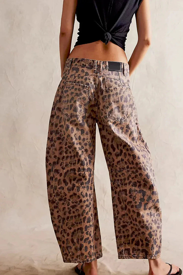 Sofia™ | Jeans Barrel con Stampa Leopardo