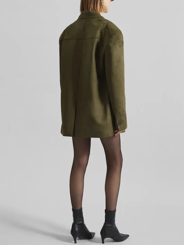 Sofia | Blazer Oversize in Suede Verde Militare