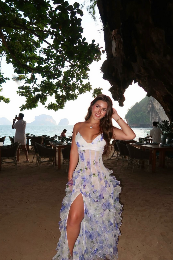 Rosa | Abito Estivo con Volant e Stampa Floreale