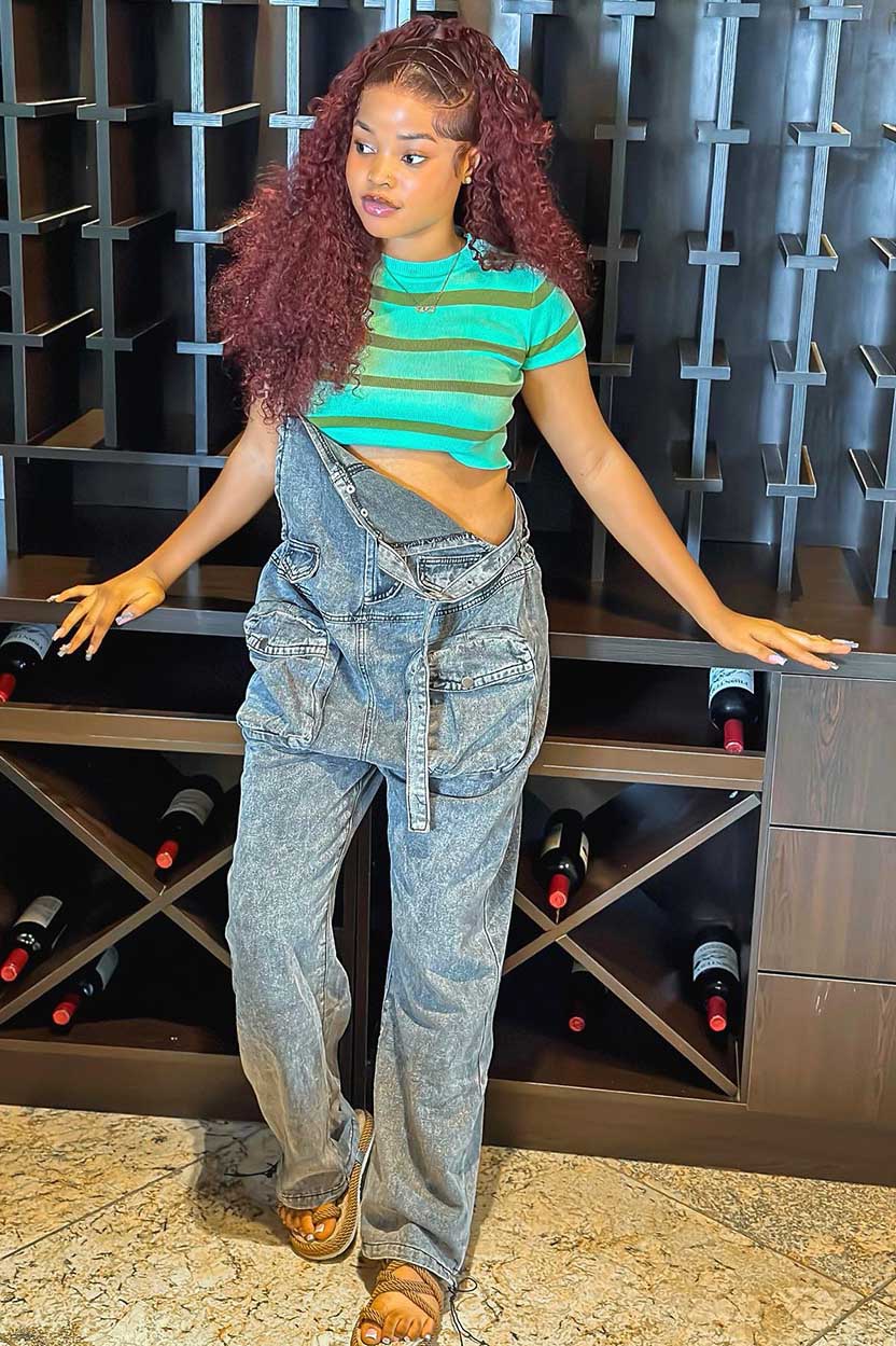 Sofia™ | Pantaloni cargo in denim a vita alta