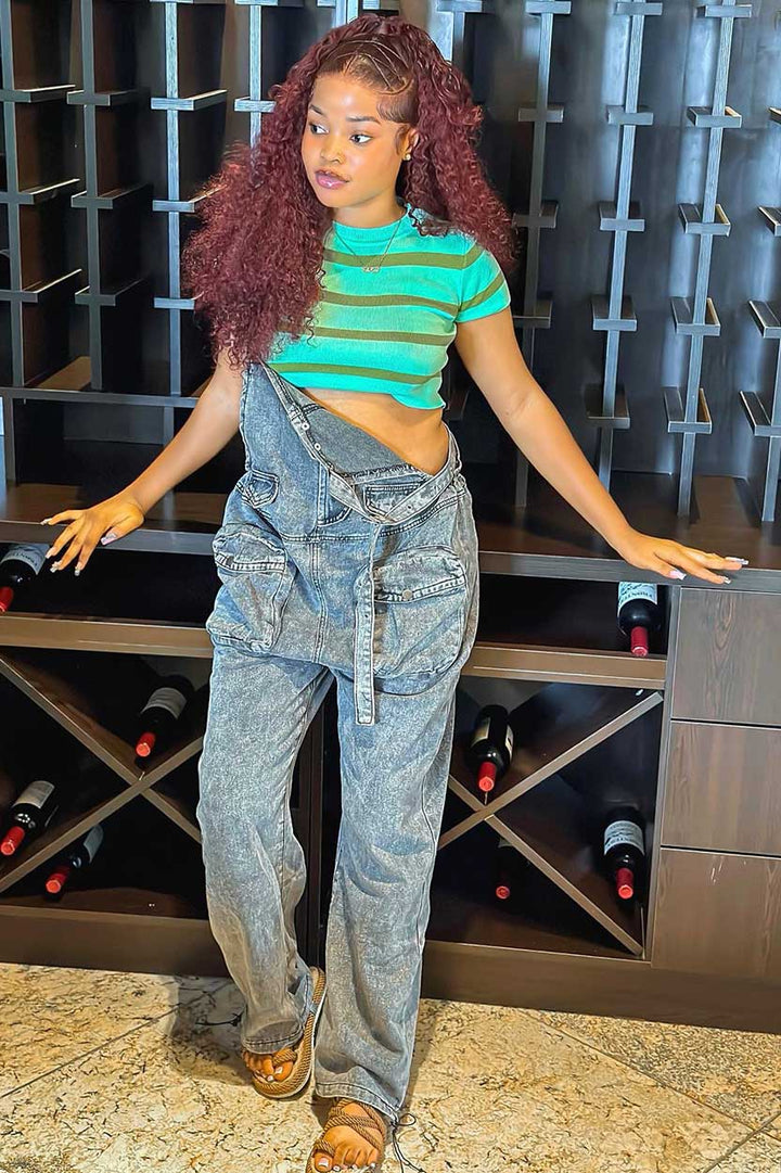 Sofia™ | Pantaloni cargo in denim a vita alta