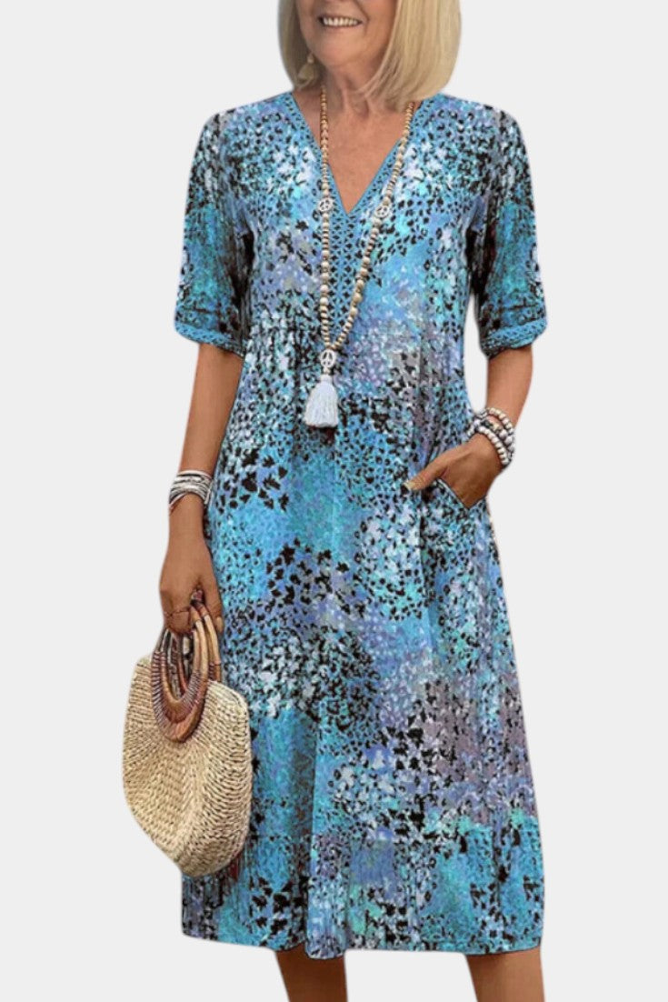 Perla Vestito Midi Boho con Stampa Floreale