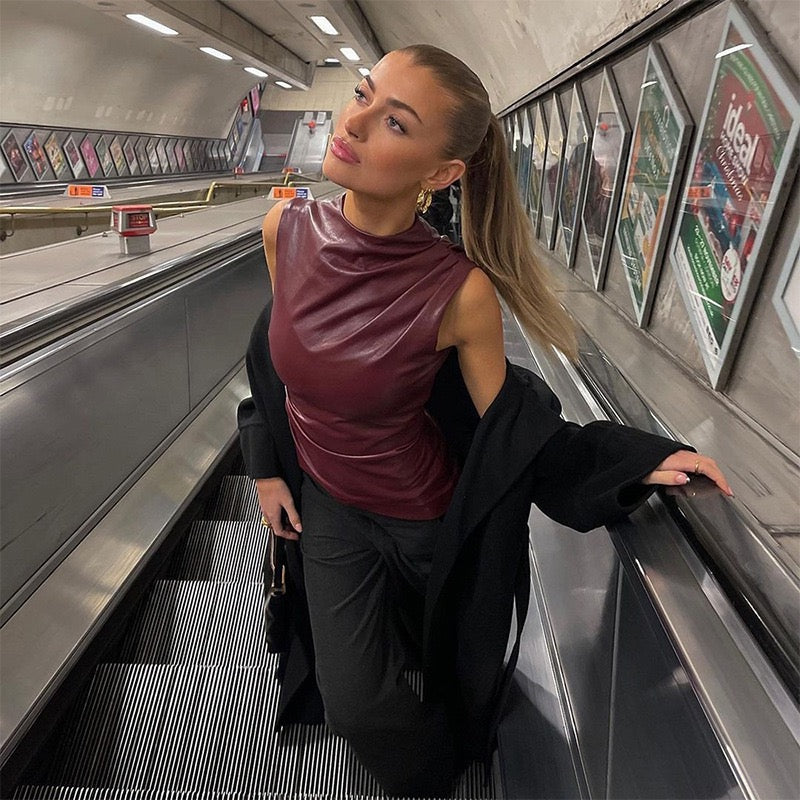 Sofia™ | Top in Pelle Scarlett