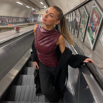 Sofia™ | Top in Pelle Scarlett