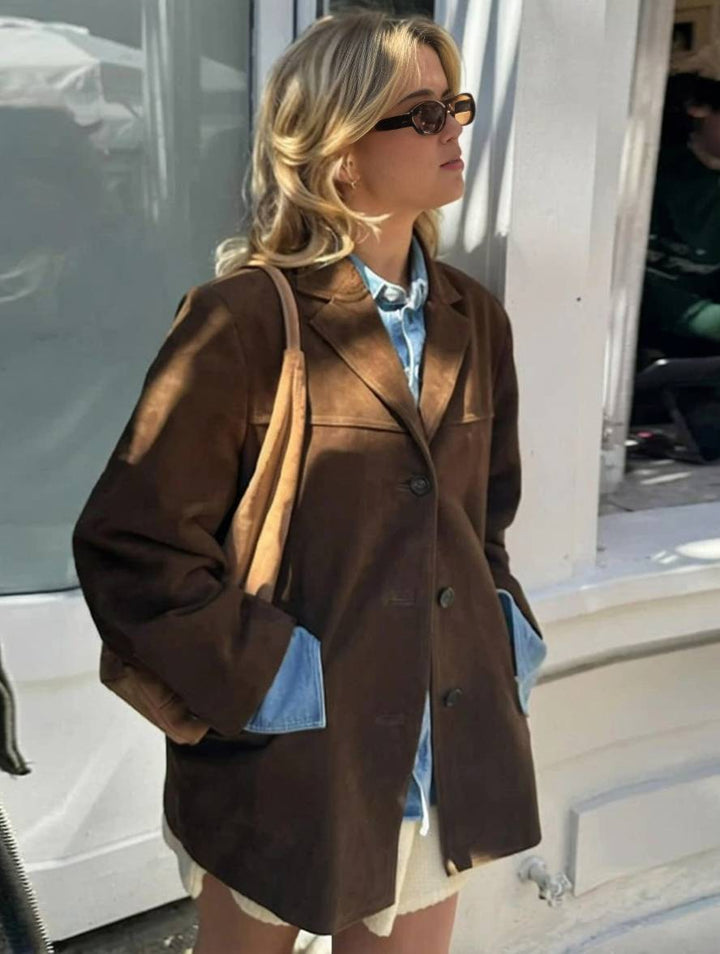 Sofia™ | ELVORU - Giacca Blazer in Camoscio