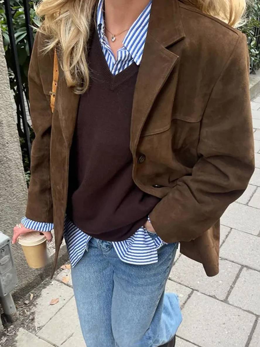 Sofia™ | ELVORU - Giacca Blazer in Camoscio