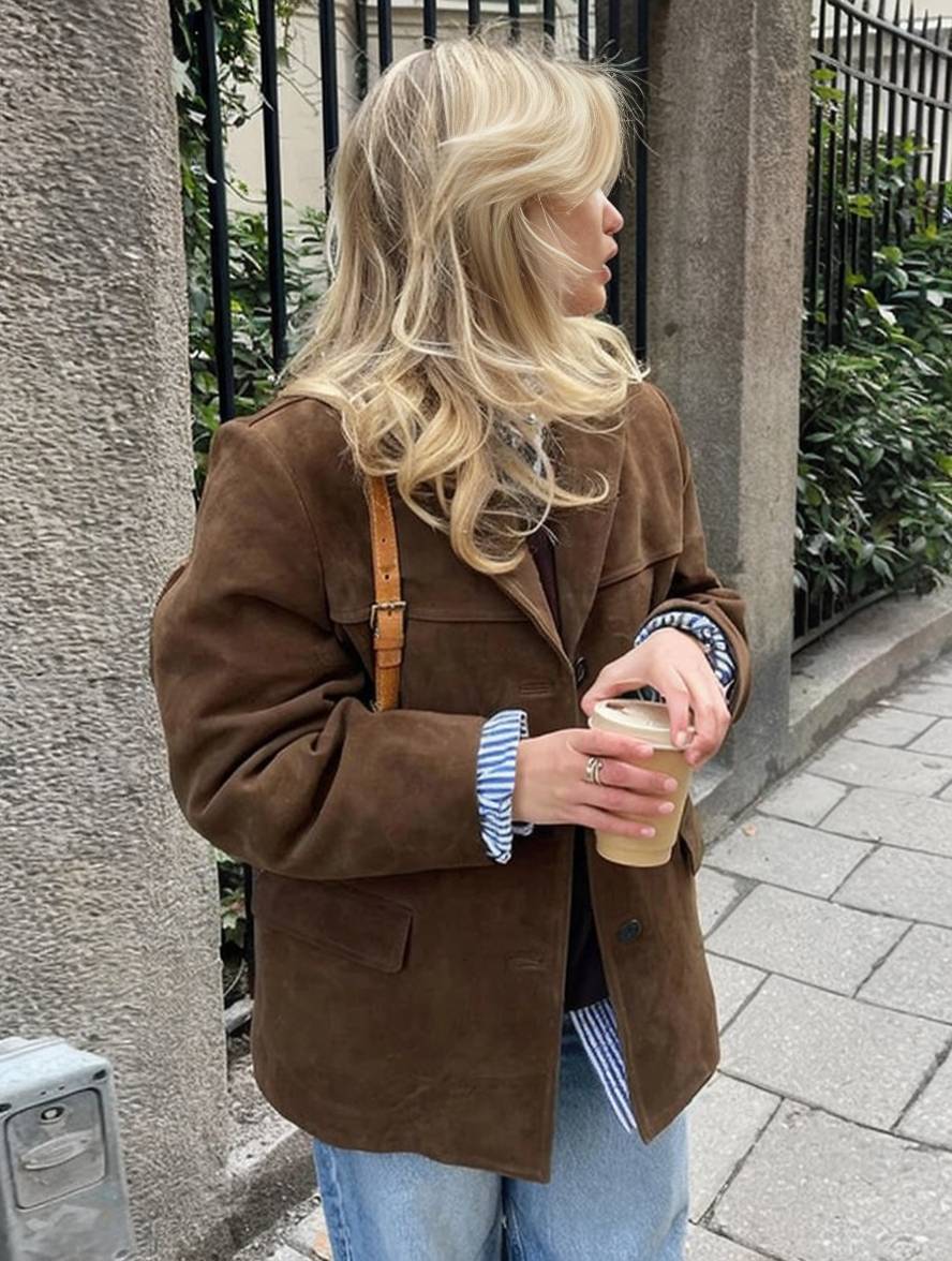 Sofia™ | ELVORU - Giacca Blazer in Camoscio