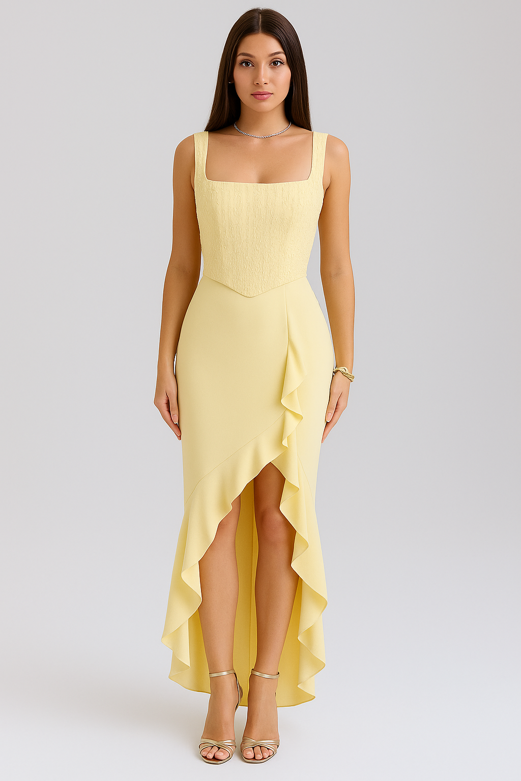 BELLA™ | ABITO CORSETTO IN SATIN CON VOLANT