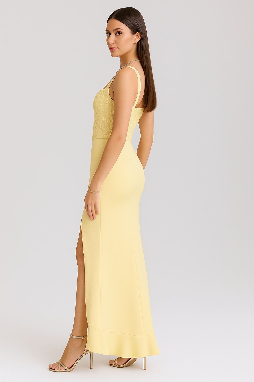 BELLA™ | ABITO CORSETTO IN SATIN CON VOLANT
