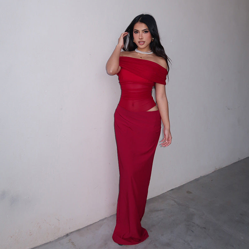 Maisy | Abito Maxi in Rete con Spalle Scoperte