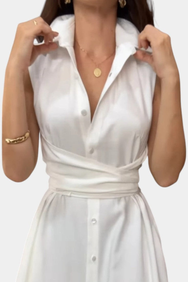 Meryl Vestito Midi Stile Camicia con Bottoni