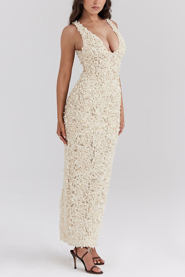 Lyra | Abito Maxi Senza Schienale a Fiori