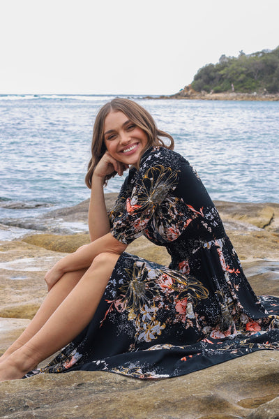 Emma – Vestito Maxi Indiana in Stampa Indigo