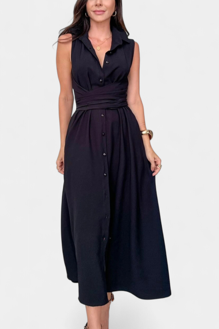 Meryl Vestito Midi Stile Camicia con Bottoni